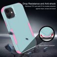 thumbnail image 4 of Apple iPhone 11 Case , iPhone 11 Pro Max Rugged Rubber Durable 3 in 1 Cover , Phone Case for Girl Men Women Cute (Teal+Pink), 4 of 7