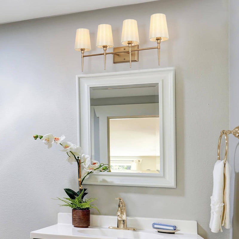 LNC 4-Light Gold Modern/Contemporary Vanity Light Bar