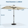 thumbnail image 2 of Memoryfield 10' x 6.5' Solar Rectangular Patio Umbrella with LED Lights, Outdoor Market Umbrella, 6-Rib Table Umbrella for Garden, Deck & Lawn, Beige, 2 of 8