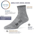 thumbnail image 2 of FUN TOES Men's 80% Wool Ankle Socks - 6 Pairs with Arch Support & Cushioned Bottom for Winter Hiking, 2 of 5