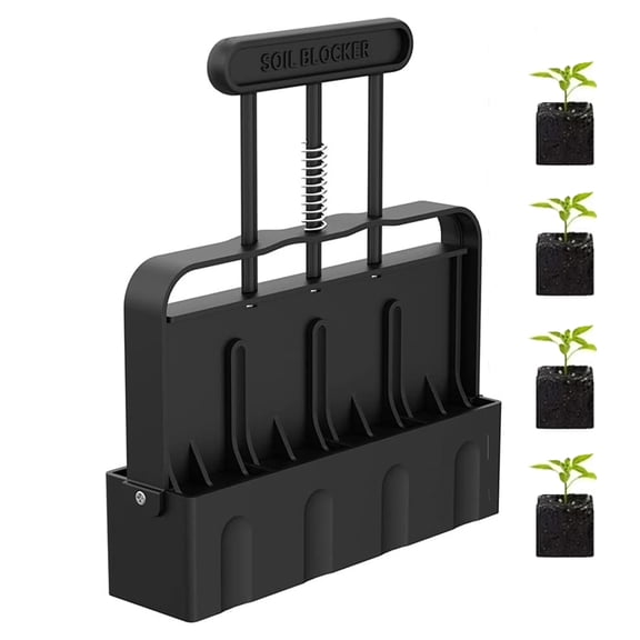 LC-dolida Soil Blocker,4 Cells 2'' Handheld Soil Maker with Heavy Duty Comfortable Handle Reusable for Outdoor Garden Block Seed Starting Transplanting Germination