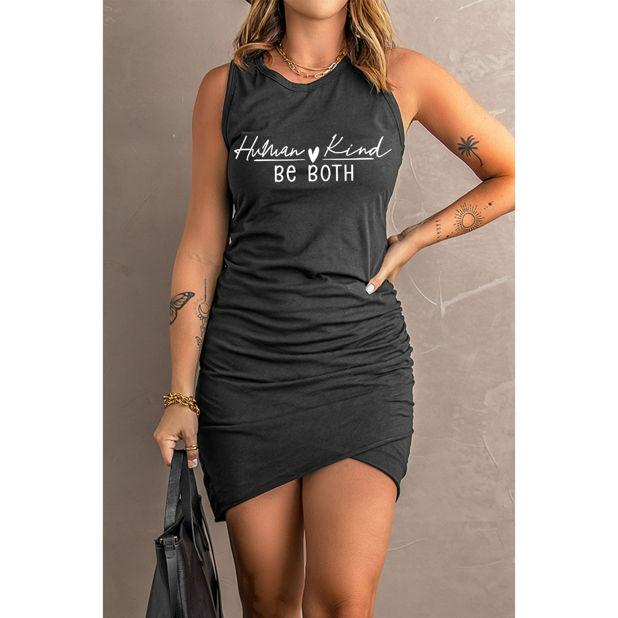 POGLIP Women s White Weed or Wish Dantelion Graphic T Shirt Dress