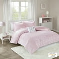 thumbnail image 1 of Mi-Zone Rosalie Metallic Printed Plush Comforter Set Pink/Silver Full/Queen, 1 of 5