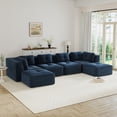 thumbnail image 2 of FFH 152" U-Shaped Sectionals for Living Room, 4 Seater Cloud Sofa with Ottoman, No Assembly, Blue, 2 of 14