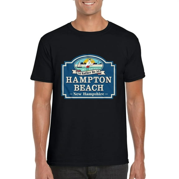 I'd Rather Be At Hampton Beach NH Summer Vacation Coastal Graphic T-Shirt, for men & women, up to size 5XL