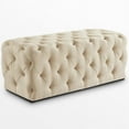 thumbnail image 3 of Posh Living Brice Modern Button-Tufted Linen Fabric Bench in Beige, 3 of 8