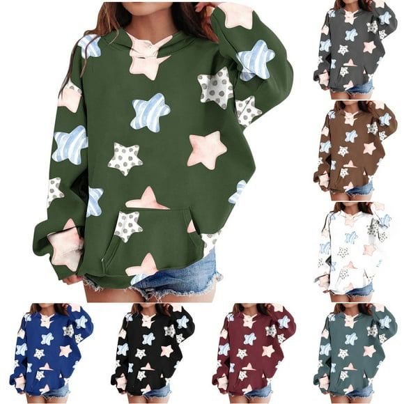 lcziwo Vacation Sale Teen Girls Star Graphic Sweatshirts Casual Long Sleeve Cute Print Hooded Pullover with Pocket 2025 Spring Lightweight Oversized Hoodies,Dark Gray