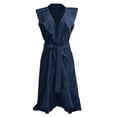 thumbnail image 5 of Liquidation! Hontri Robes de Travail pour Femmes Col en V Manches Courtes à Volants Longue Robe à Lacets, 5 of 5