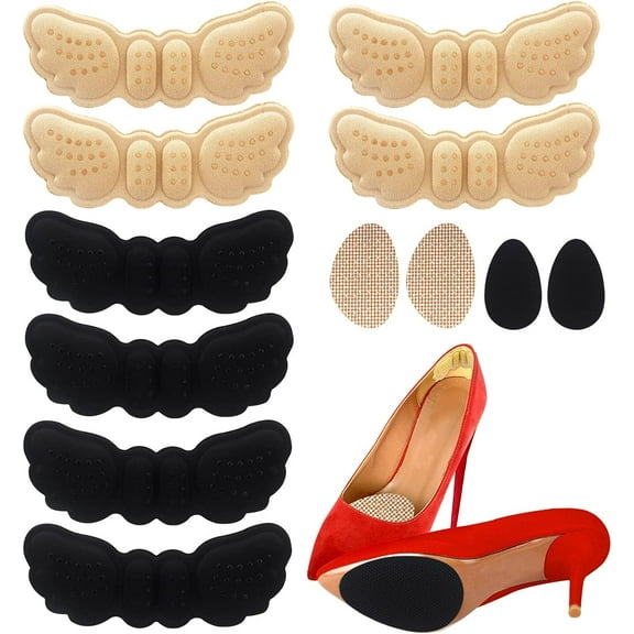 Heel Grips Liner, High Heel Inserts for Women, Self-Adhesive Anti-Abrasion Heel Cushions Pads for Shoes Too Big, Comfort Heel Protectors with Non-Slip Shoe Bottom Pad & Metatarsal Pad