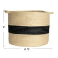 thumbnail image 2 of Household Essentials Round Handwoven Paper Rope Basket with Black Stripe and Handles, Natural, 2 of 6