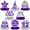 Purple, Silver, variant on 8 Pcs Purple and Silver Birthday Centerpiece Table Decoration, Happy Birthday Honeycomb Centerpieces Honeycomb Table Toppers for Men Women Party Supplies