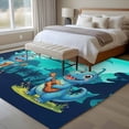 thumbnail image 4 of Cute Blue Dinosaur Large Area Rugs 5x8 ft Tree Silhouette Ukulele Mountain Flower Washable Rug Non Slip Indoor Carpet Absorbent Floor Mat for Living Room Bedroom Dining Room, 4 of 9