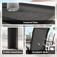 thumbnail image 4 of 9-Piece Outdoor Dining Set with Tempered Glass Table & 8 Stackable Mesh Chairs, Weather-Resistant Powder-Coated Steel Patio Furniture for Garden, Backyard or BBQ, Black, 4 of 7