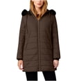 thumbnail image 2 of ClodeEU Women's Puffer Hooded Jacket, Lightweight Mid-Length Winter Puffer Coat With Pockets Brown,Womens Plus S, 2 of 8