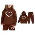 thumbnail image 4 of Toddler Kids Sweatsuit Set for Girls,2 Piece Long Sleeve Brown Soft Hoodie and Jogger Sweatpants Fall Winter Clothes Size 1-2 Years Girls Clothes Cute&nbsp;Boys Girls&nbsp;Clothing, 4 of 6