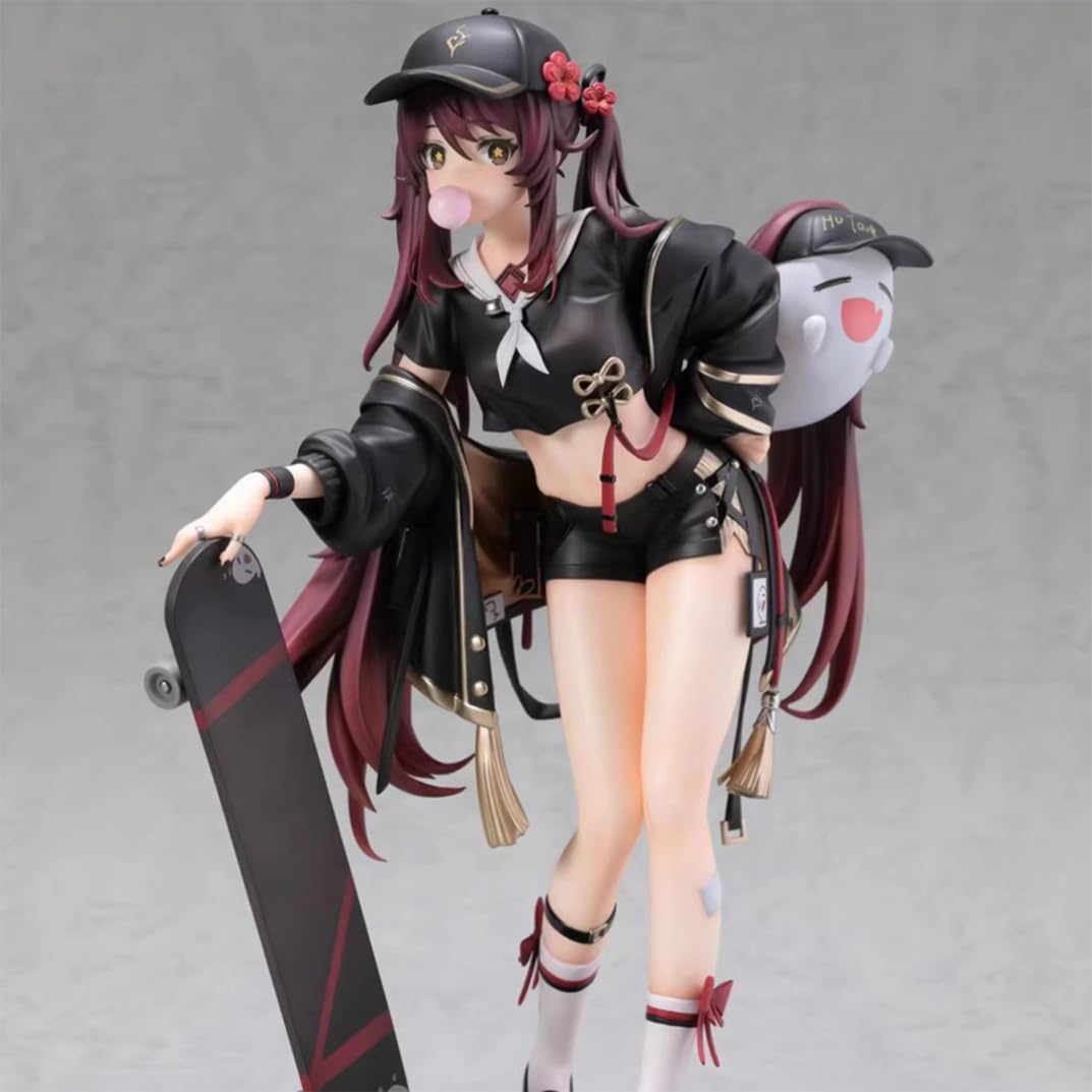 New Genshin Impact Hu Tao (skateboard Ver) Character Anime Model Statue Action Figures Desktop Ornament Popular Decorations Fan Souvenirs Creative Gift Collectable