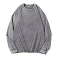 thumbnail image 2 of YNGKMEA Men's Oversized T Shirts Long Sleeve Retro Distressed Pullover Shirts Crewneck Vintage Acid Wash T-Shirts 2025 Fall Comfort Colors Sweatshirt Gray XXL, 2 of 5