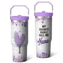 30 Oz Tumbler Purple Flowers Tumbler with Lid and Straw, Birthday Gift Cup for Friend Women Men Coffee Travel Mug Thanksgiving Day Halloween Christmas Gift Water Bottle