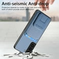 thumbnail image 4 of Magnetic Carbon Fiber Case for Samsung Galaxy S25 with Holder Kickstand, Fiber Texture Wallet Phone Case with Card Holder Durable Military Grade Protection Cover for Samsung Galaxy S25, Blue, 4 of 10