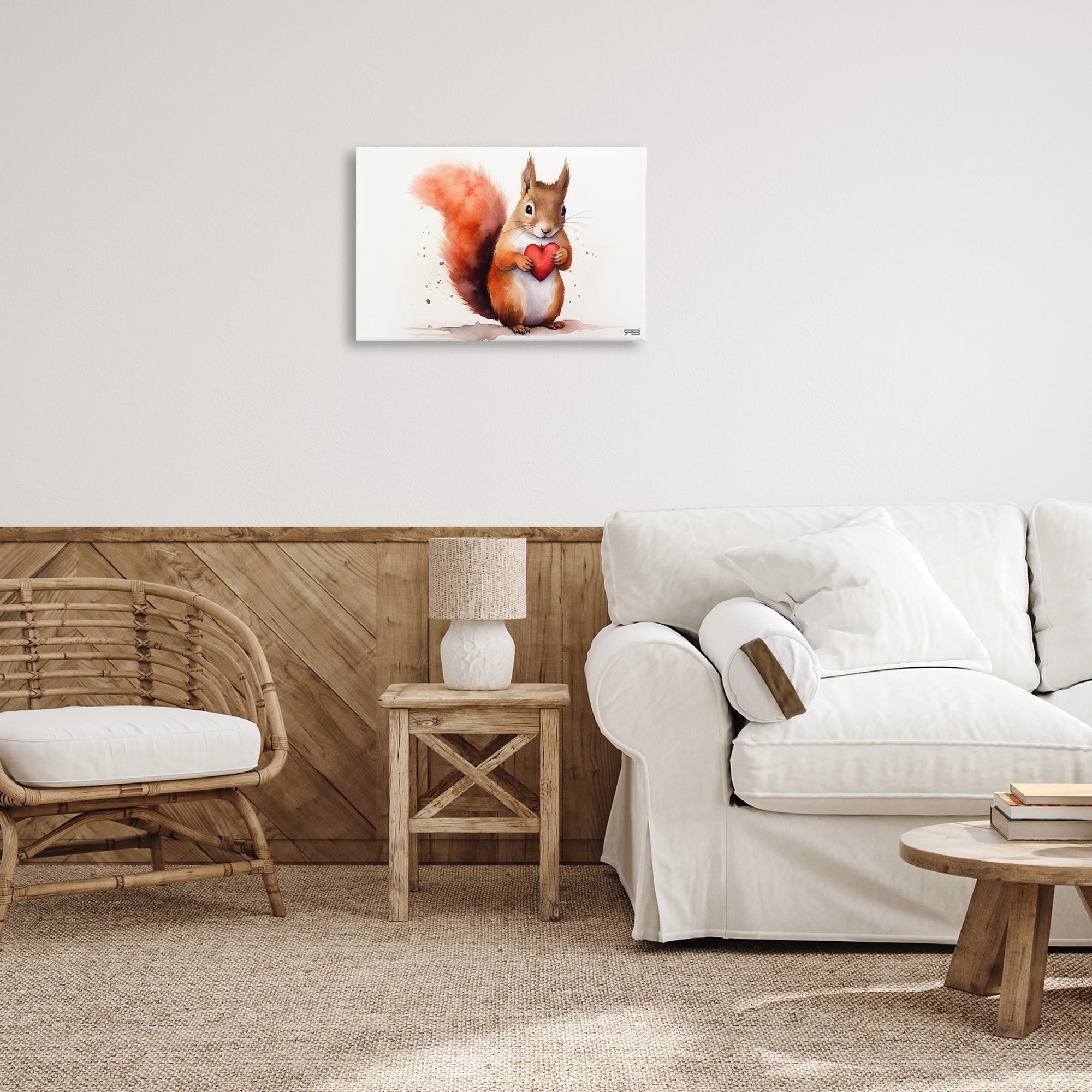 Stupell Industries Squirrel Holding Heart Animals & Insects Painting Gallery Wrapped Canvas Art Print Wall Art, 24 x 16