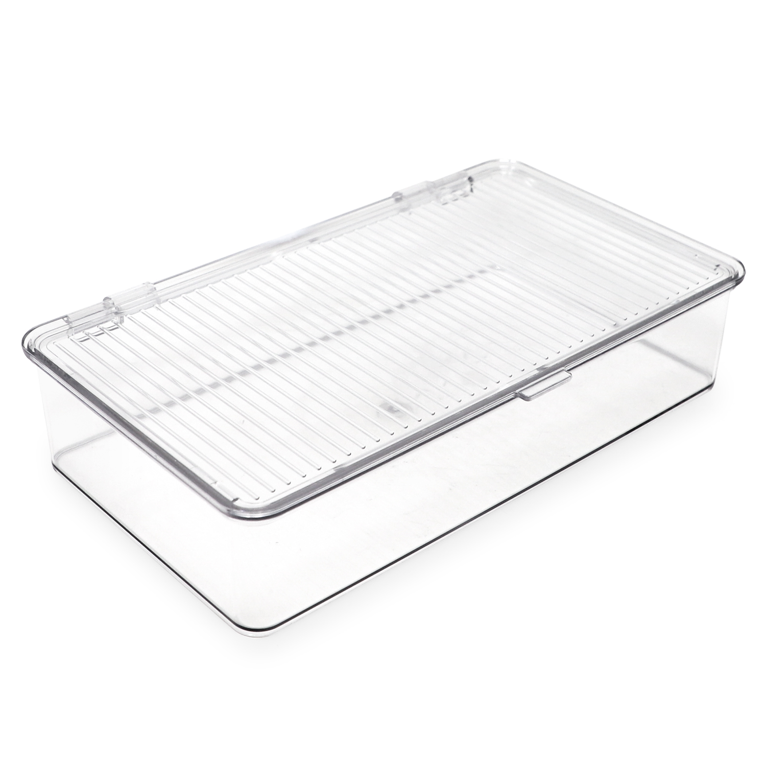 Isaac Jacobs Clear Hinged Small Storage Container Set, 3-Pack for Home Organization
