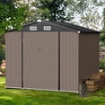 thumbnail image 3 of Sunmthink Outdoor Storage Shed, 6.3x4.2 FT, Metal Storage Shed with Door & Lock, Steel Utility Tool Shed for Backyard Garden Patio Lawn, Brown, 3 of 7
