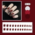 thumbnail image 1 of Fake Nails HUOGUO, cabeza corta y redonda, color rojo vino, 24 unidades, 1 of 4