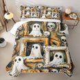 thumbnail image 2 of Homewish Halloween Funny Ghost Twin Quilt Set, Skull Bat Pumpkin Twin Coverlet Set, Sepia Tan, 2pcs 1 Bedspread and 1 Pillowcase, 2 of 7