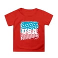 thumbnail image 1 of NINGMENG Hauts et T-Shirts pour Filles Tout-Petits Imprimé Drapeau Jour de l'Indépendance 4 Juillet Col Rond Manches Courtes Chandail T-Shirts Extérieur, Rouge, 3-4 Ans, 1 of 4