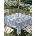 thumbnail image 2 of Light Blue White Leaves Outdoor Tablecloth with Umbrella Hole, Spring Pastoral Rustic Botanical Spillproof Waterproof Outdoor Table Cover, Patio Tablecloths for Party/Garden/Picnic, Square 54"x54", 2 of 9