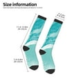 thumbnail image 2 of Gaeub Teal Turquoise 1 Printed Design Socks Stretchy High Tube Socks for Men Women Teens , Softball Soccer Socks for Hiking, Sport, 2 of 6