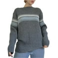 thumbnail image 2 of hirigin Women Fluffy Knit Sweater Striped Contrast Color Casual Long Sleeves Pullover Tops Streetwear, 2 of 6