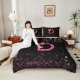 thumbnail image 4 of Manfei Letter Monogrammed Bow D Bedding Comforter Set 2pcs for Boys Girls,Bling Glitter Twin Comforter Sets Microfiber,Dreamy Princess Breathable Bedding Set,Lightweight Room Decor,Reversible, 4 of 8
