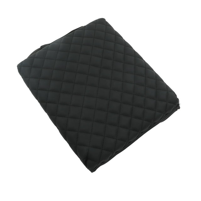 Car Armrest Cover, Soft Comfort Black Wearproof Synthetic Leather Center Console Cover Nonslip For Auto Interior