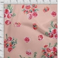 thumbnail image 3 of oneOone Cotton Poplin Fabric Leaves & Peach Floral Watercolor Fabric Prints by Yard 56 Inch Wide, 3 of 4
