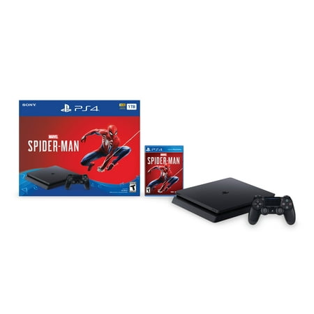 Sony PlayStation 4 Slim 1TB Spiderman Bundle, Jet (Best Playstation 4 Console Deals)