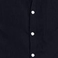 thumbnail image 3 of Camisa con cuello en V para hombre, de algodón y lino, informal, holgada, con cuello levantado Pompotops oipoqjl7499, 3 of 6