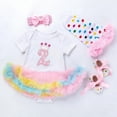 thumbnail image 5 of JAJAHO Birthday Girl Outfit Toddler Baby Girls Clothes Short Sleeve Romper Bodysuits With Tutu Skirts Headband Cute Celebration 3 Piece Stylish Outfit, 5 of 5