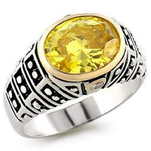 Reverse Two-Tone 925 Sterling Silver Ring with AAA Grade CZ, Topaz - Size 8