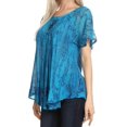 thumbnail image 4 of Sakkas Zoya Marbled Embroidery Cap Sleeves Blouse / Top - Dark Blue - One Size, 4 of 5