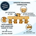 thumbnail image 3 of Heavy Duty 4-Way Brass Garden Hose Splitter with Rotng Arms and Comfort Grip Valves, 3 of 7