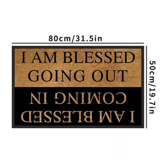 "I Am Blessed" Funny Welcome Door Mat (80×50cm) | Thick Crystal Fleece, Stain-Resistant & Easy to Maintain Entryway Rug