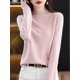 thumbnail image 1 of Suéter de lana sin costuras con cuello semialto para mujer, jersey de cachemira de primera línea confeccionado, 1 of 5