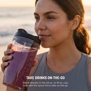 Ninja Nutri Pro Compact Personal Blender, 18-Oz and 24-Oz To-Go Cups & Spout Lids, Auto-iQ Technology, Smoothies, Crush, BN400 Stone Silver