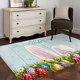 thumbnail image 4 of Rectangle Area Rug 4x6ft, Spring Easter Rabbit Ears Teal Wood Non-Slip Non-Shedding Floor Mat, Colorful Eggs Daisy Flower Washable Sturdy Carpet for Living Room Bedroom Home Decor, 4 of 9