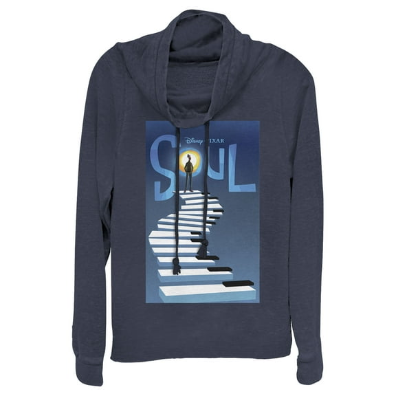 Junior's Soul Official Poster  Cowl Neck Sweatshirt Navy Blue 3X Large