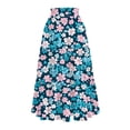 thumbnail image 4 of Women’s High Waist Tiered A Line Midi Skirt with Elastic Waistband and Floral Print Suitable for Daily Wear and Outings Blue S, 4 of 5