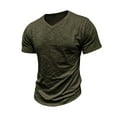 thumbnail image 2 of OGLCCG Men's Casual T Shirts Short Sleeve Cotton Classic V Neck T-Shirt Summer Fashion Solid Color Lightweight Vacation Beach Tees Shirt,XL,Army Green, 2 of 6