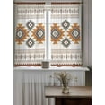 thumbnail image 4 of Southwest Geometric Curtains 54 Inch Length,Sheer Curtains for Bedroom Living Room Window Western Beige Grey Boho Vintage Wooden Rod Pocket Drapes Kitchen Curtains Small Half Window 42"x54" 2 Panels, 4 of 7