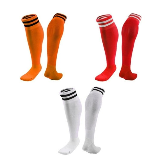 Lian LifeStyle 3 Pairs Knee High Sports Socks for Soccer, Softball, Baseball, Soccer, and Many Other Sports XL002 Size S Orange,Red,White
